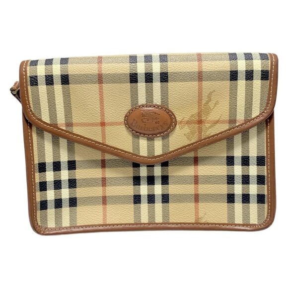 Auth Burberry's Beige Black Multi PVC Leather Mens Clutch Bag - Picture 1 of 9